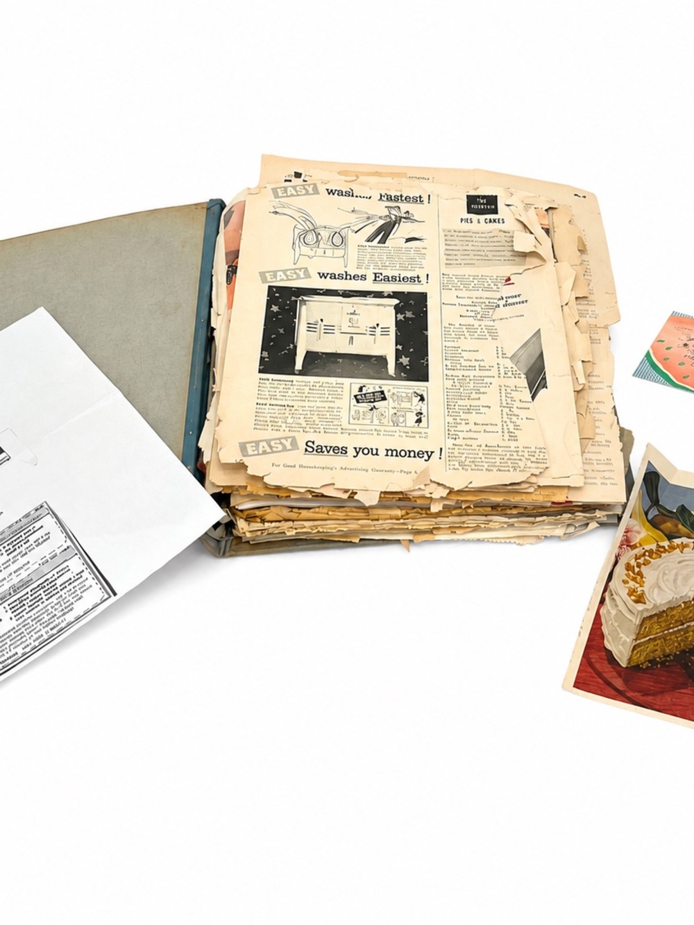 Recipe Binder 1930s-2001 Handwritten Recipes Clippings Homemaking Ephemera
